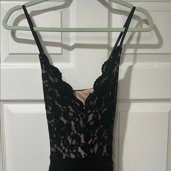 Express Black Lace Jumpsuit - Picture 2 of 4
